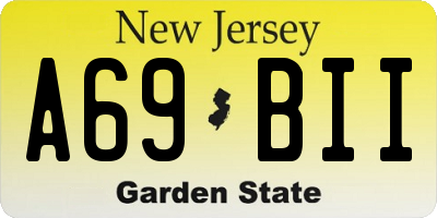 NJ license plate A69BII