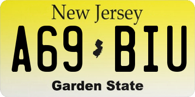 NJ license plate A69BIU