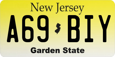 NJ license plate A69BIY
