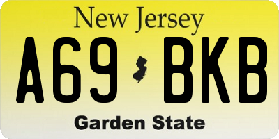 NJ license plate A69BKB