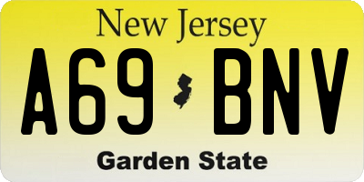 NJ license plate A69BNV