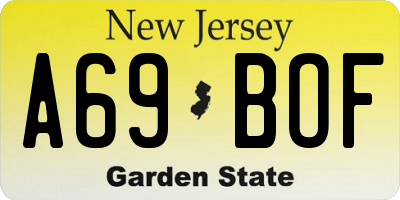 NJ license plate A69BOF