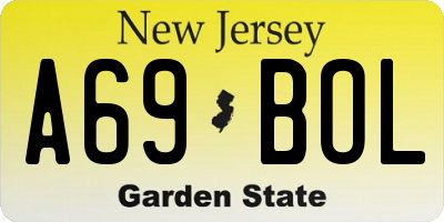 NJ license plate A69BOL