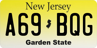 NJ license plate A69BQG