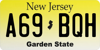 NJ license plate A69BQH
