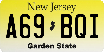 NJ license plate A69BQI