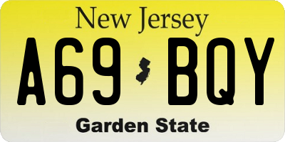 NJ license plate A69BQY