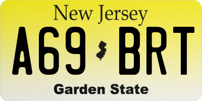 NJ license plate A69BRT