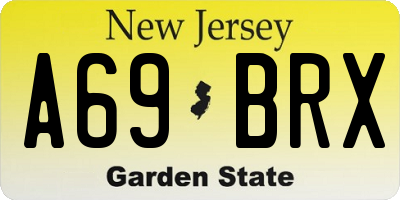 NJ license plate A69BRX