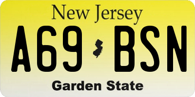 NJ license plate A69BSN