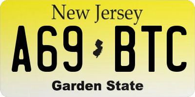 NJ license plate A69BTC