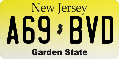 NJ license plate A69BVD