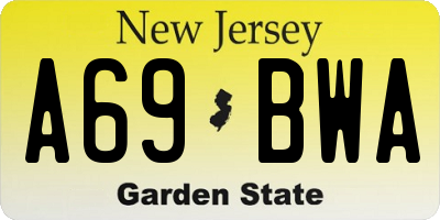 NJ license plate A69BWA