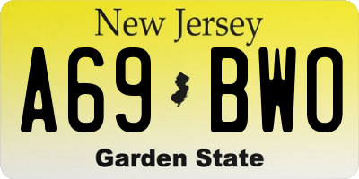 NJ license plate A69BWO