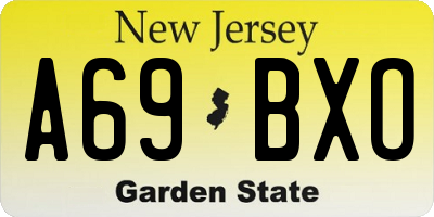 NJ license plate A69BXO
