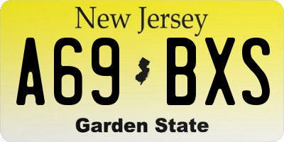 NJ license plate A69BXS