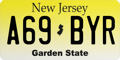NJ license plate A69BYR