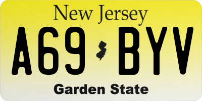 NJ license plate A69BYV