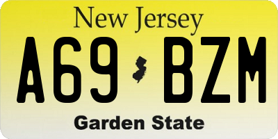 NJ license plate A69BZM