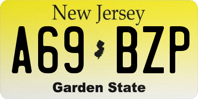 NJ license plate A69BZP