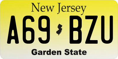 NJ license plate A69BZU