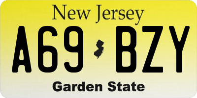 NJ license plate A69BZY