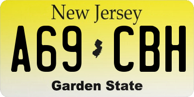 NJ license plate A69CBH