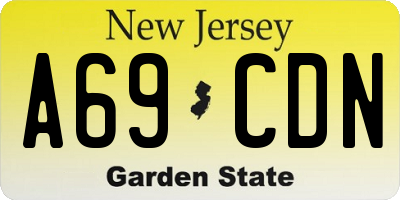 NJ license plate A69CDN