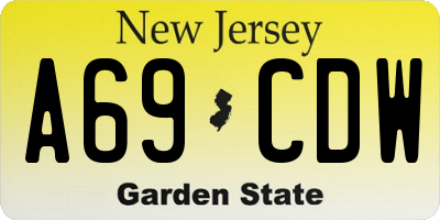 NJ license plate A69CDW
