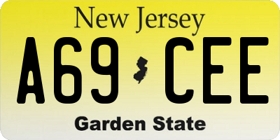 NJ license plate A69CEE