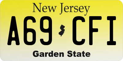 NJ license plate A69CFI