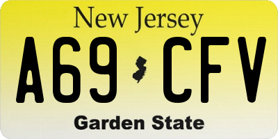 NJ license plate A69CFV