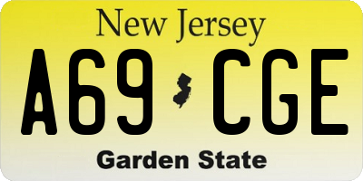 NJ license plate A69CGE