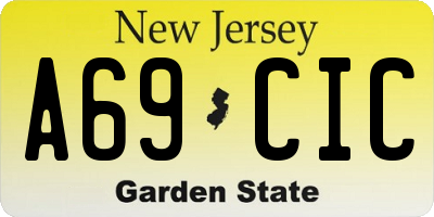 NJ license plate A69CIC
