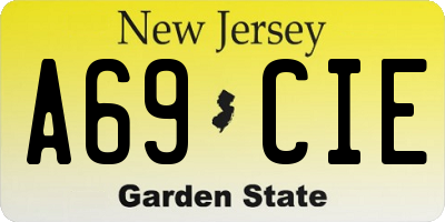 NJ license plate A69CIE