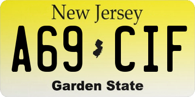 NJ license plate A69CIF