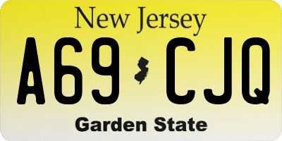 NJ license plate A69CJQ