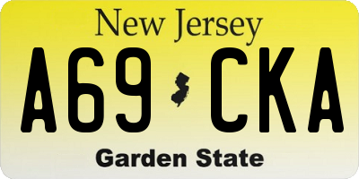 NJ license plate A69CKA
