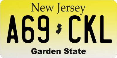 NJ license plate A69CKL