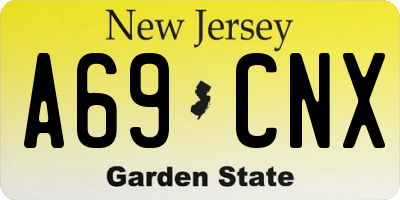NJ license plate A69CNX