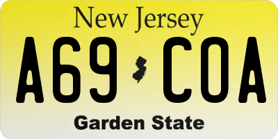 NJ license plate A69COA