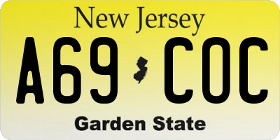 NJ license plate A69COC