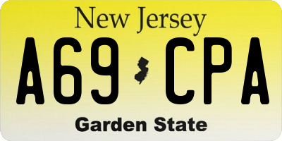 NJ license plate A69CPA