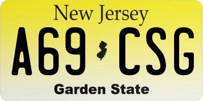 NJ license plate A69CSG