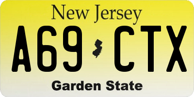 NJ license plate A69CTX