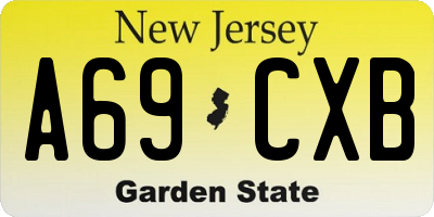 NJ license plate A69CXB
