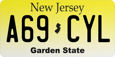 NJ license plate A69CYL
