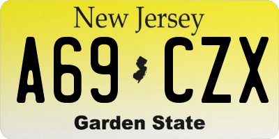 NJ license plate A69CZX
