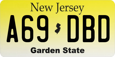 NJ license plate A69DBD