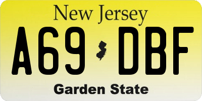 NJ license plate A69DBF